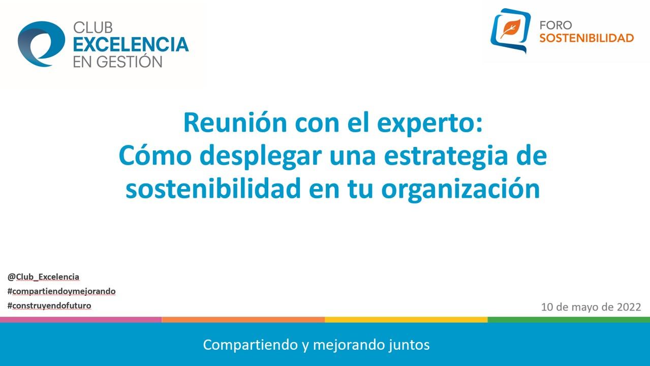 Reunión con el experto: Cómo desplegar una estrategia de sostenibilidad en tu organización