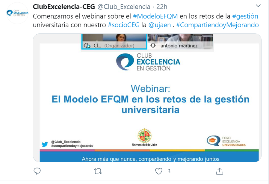Twitter - Webinar: El Modelo EFQM en los retos de la gestión universitaria