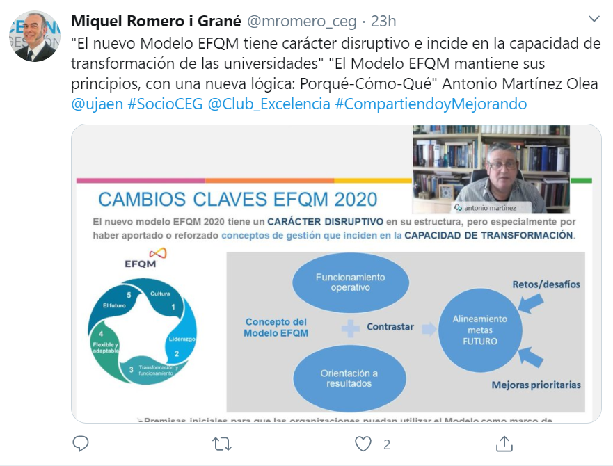 Twitter - Webinar: El Modelo EFQM en los retos de la gestión universitaria