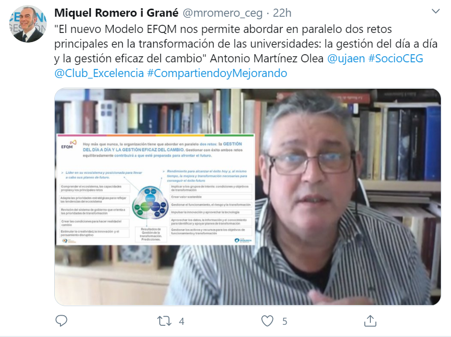 Twitter - Webinar: El Modelo EFQM en los retos de la gestión universitaria