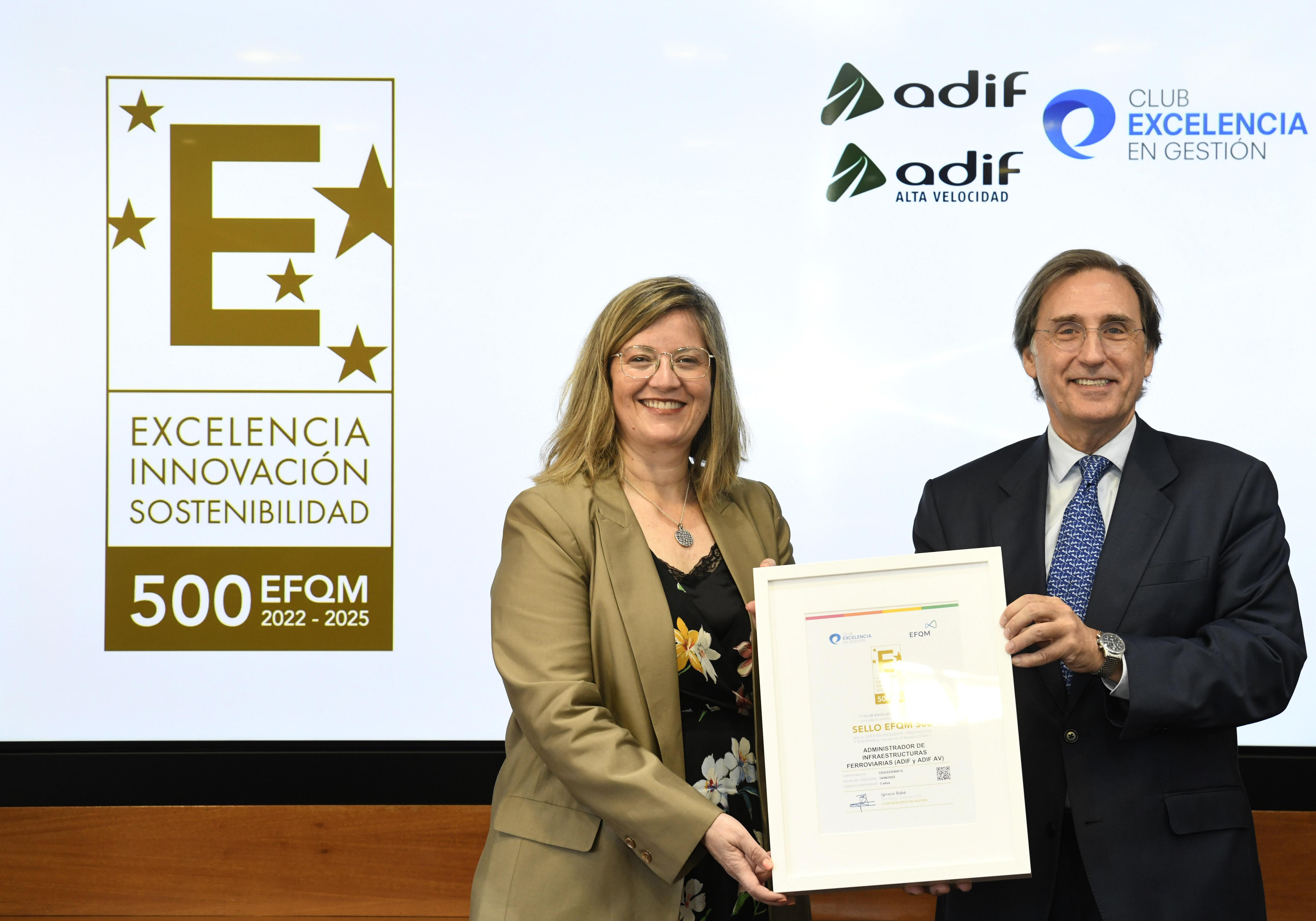 ADIF renueva su Sello EFQM 500