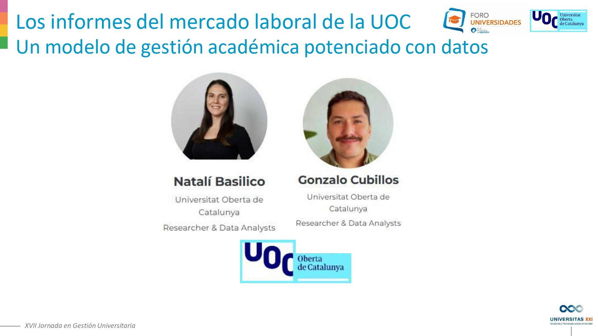 Ponencia Natalí Basilico y Gonzalo Cubillos _ Los informes del mercado laboral de la UOC