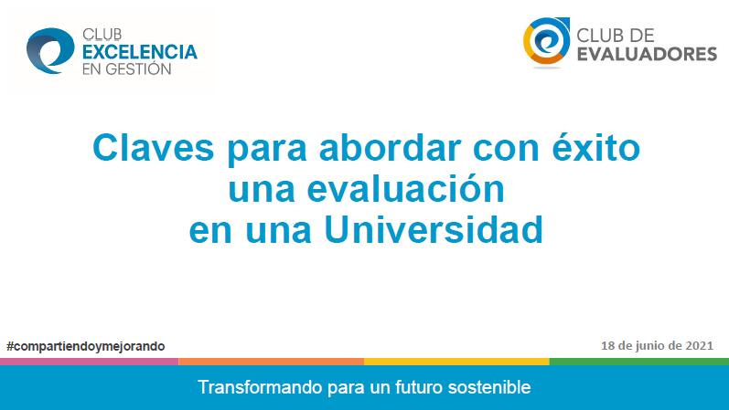 portada presentación Claves para abordar con éxito una evaluación Universidad