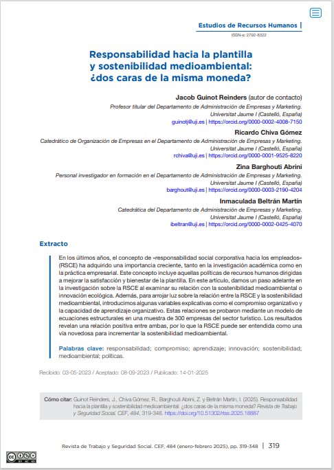 Responsabilidad hacia la plantilla y sostenibilidad medioambiental