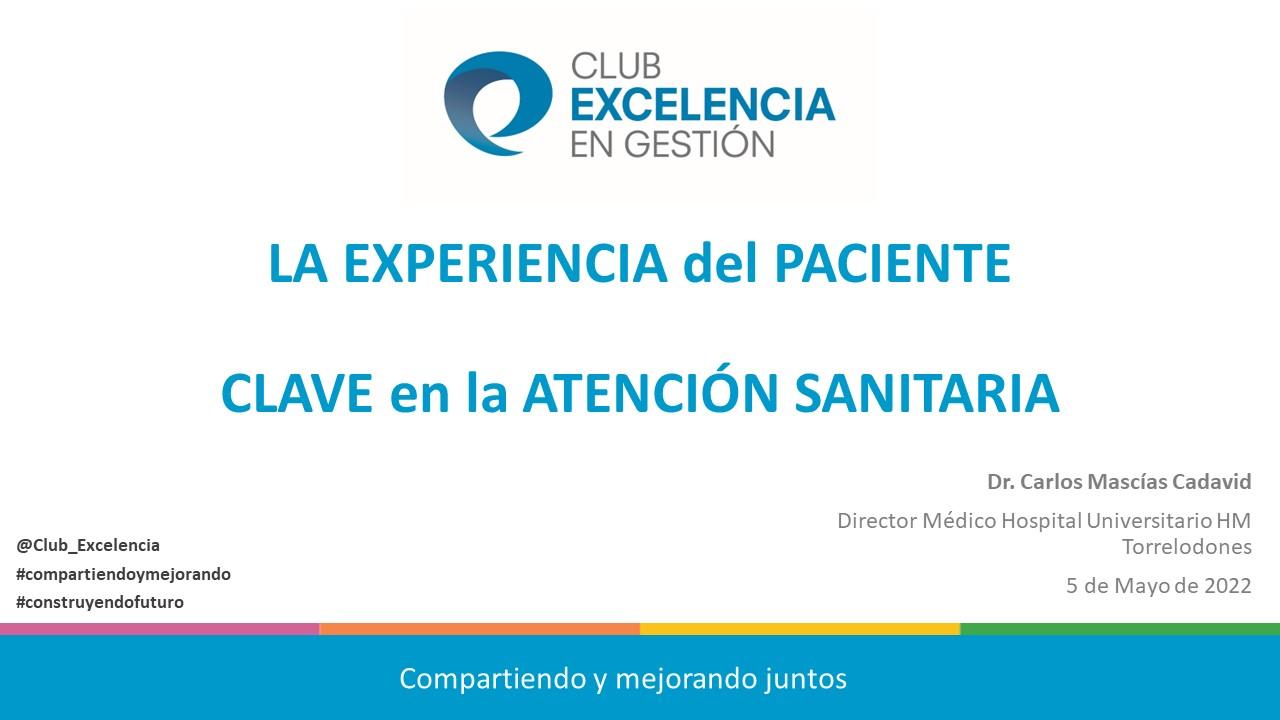 Reunión con el experto La experiencia paciente, clave en la atención sanitaria_portada